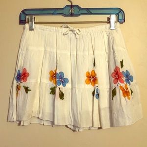 White Skirt with Flower Design